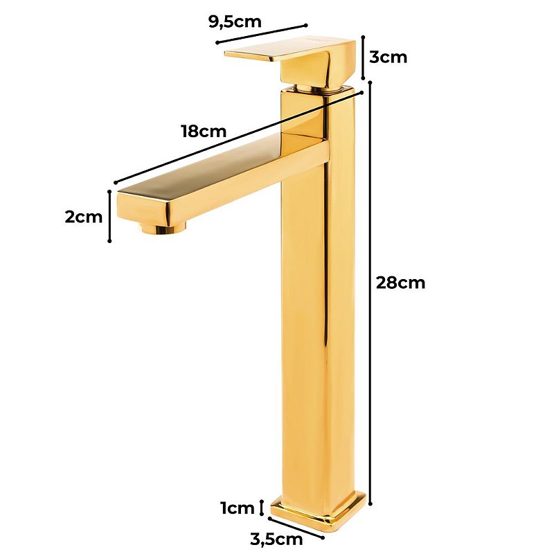 Torneira Bica Alta  banheiro/lavabo/pia Luxo Dourado