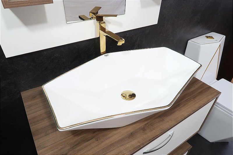 Cuba Cerâmica Banheiro/Lavabo Imperial Gold 63x41 cm