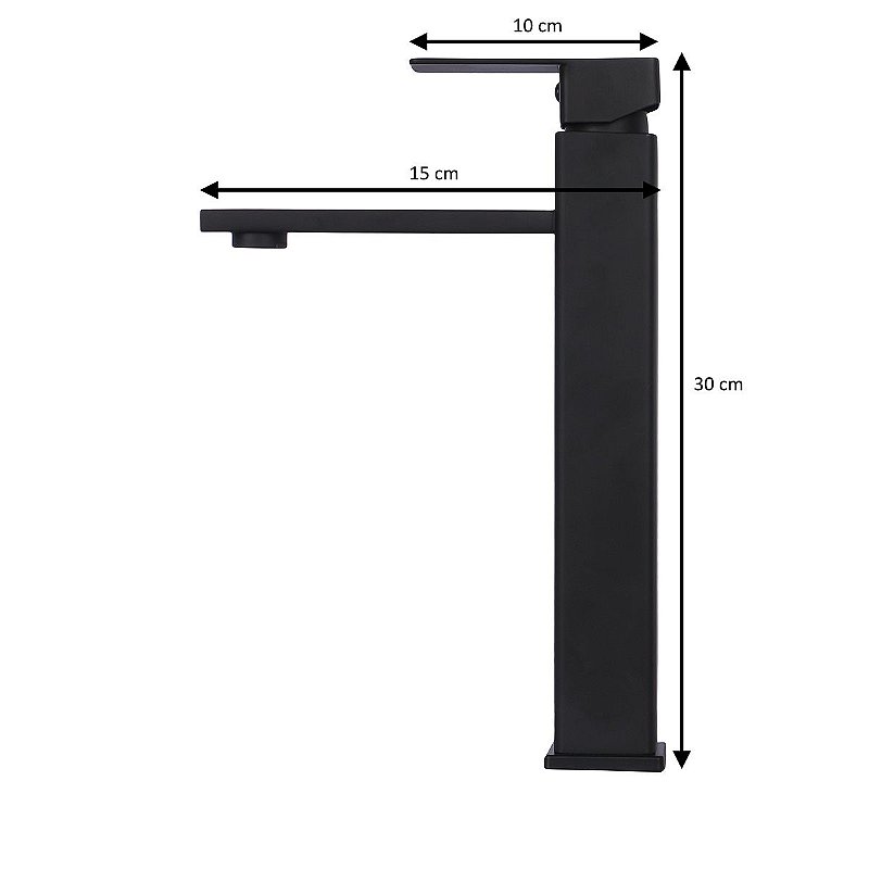 Torneira Banheiro Preta Monocomando Alta Lavabo Pia Cuba